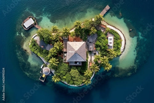 Beautiful house island. Generate Ai © nsit0108