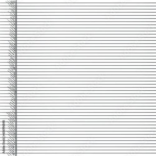 Lined sheet with a hatched area on the side.