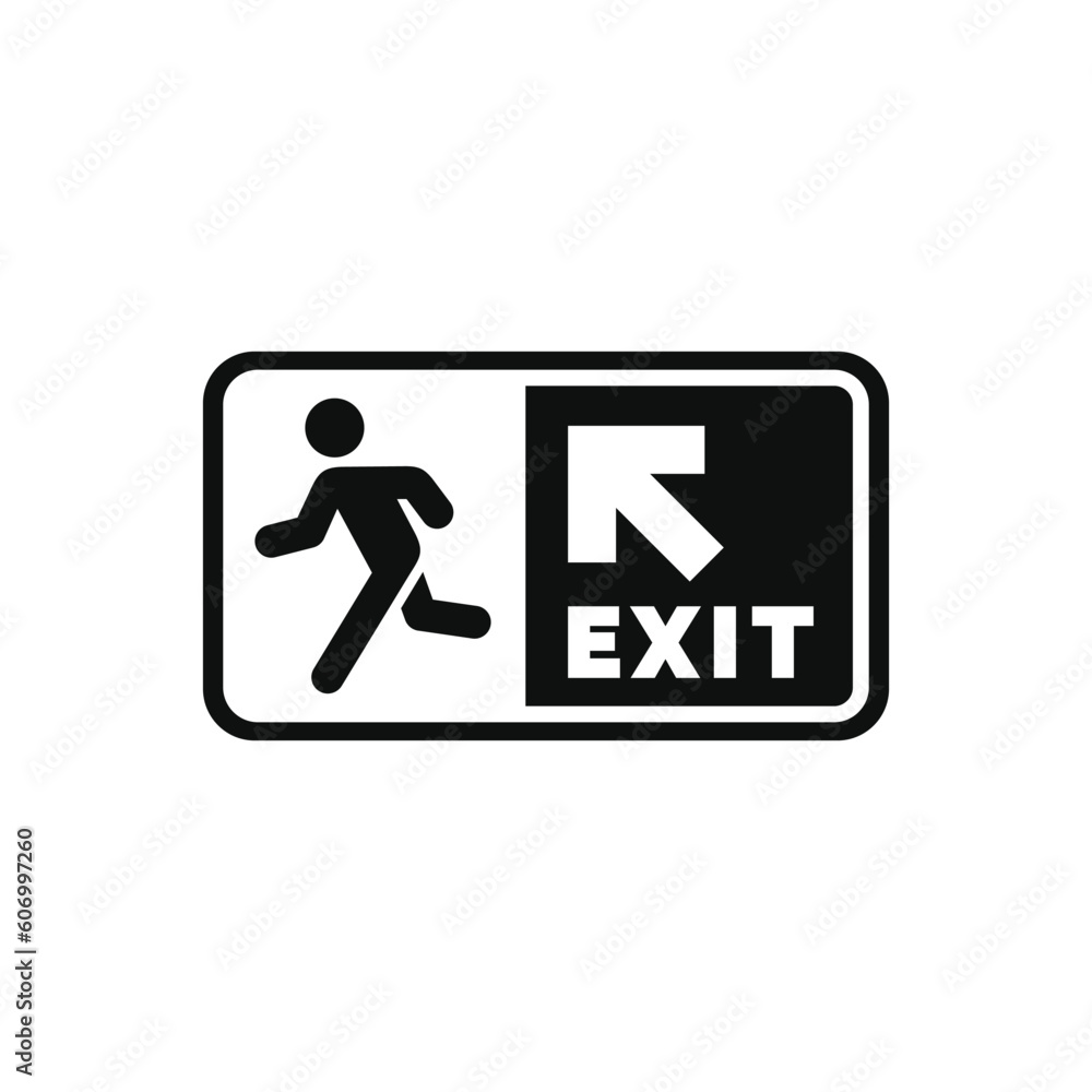 Emergency exit symbol icon isolated on white background Emergency exit symbol icon isolated on white background