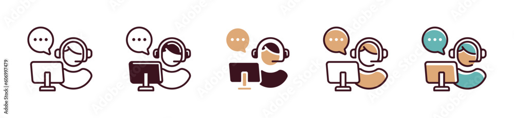 customer service icon set client assistant help care online live support symbol illustration