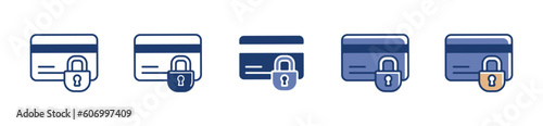 secure payment debit card icon vector collection with lock security credit card symbol for transaction protection illustration 