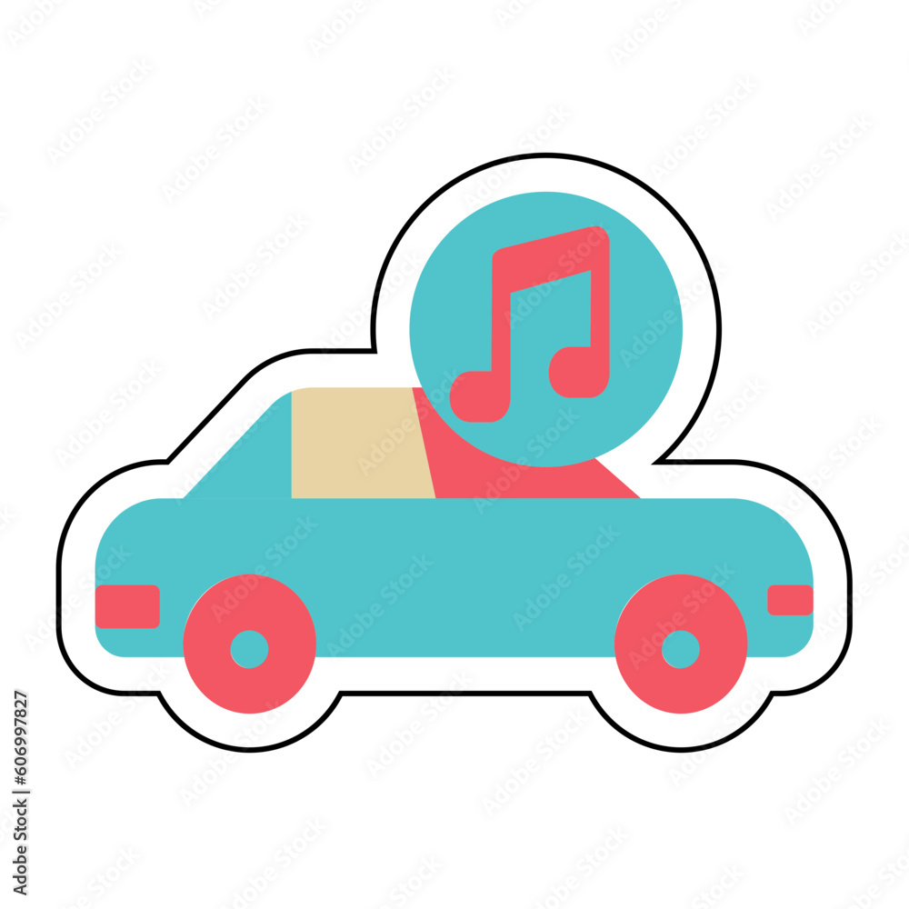 Sticker MUSIC ON THE WAY design vector icon design vector line icon svg Sticker MUSIC ON THE WAY design vector icon design vector line icon svg