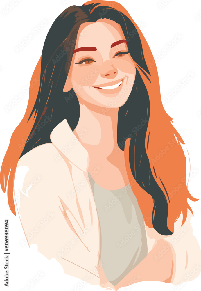 Vector portrait avatar of young pretty woman. Vector portrait avatar of young pretty woman.