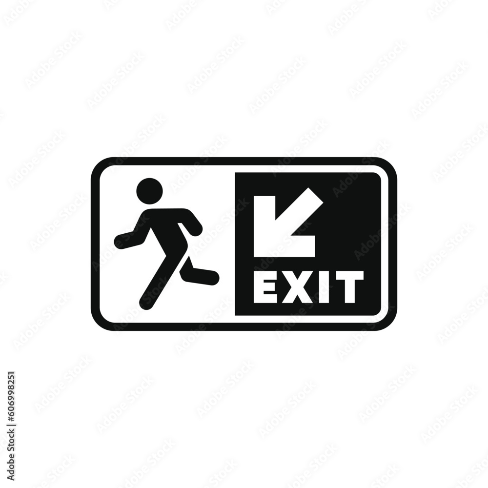 Emergency exit symbol icon isolated on white background Emergency exit symbol icon isolated on white background