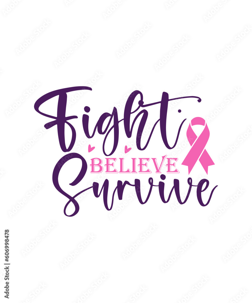 Breast Cancer SVG Bundle Cut Files, Vector Printable Clipart, Cancer Awareness SVG, Pink Ribbon Svg, Cancer Shirt Print Svg