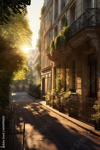  beautiful lighting on the romantic streets of France. Generative AI