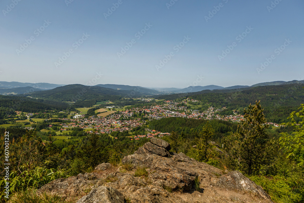 View at Bodenmais from mount Silberberg in lower bavaria, germany