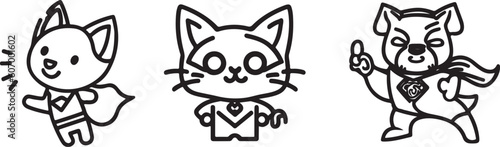 Cute Dog and Cat superhero vector in cape 