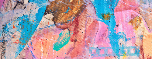 Oil paint drawing. Abstract colored background. Abstraction in the style of impressionism. Modern surrealist painting. Good as a poster for wall decor. Surreal design. Hand drawn texture template.