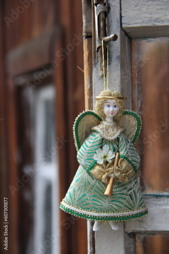 figure of angel on the old door
