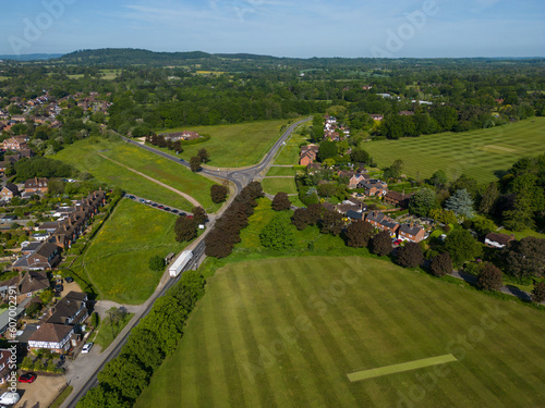 Aerial view of Cranleigh, Surrey, UK on a sunny May morning photo