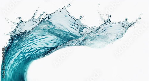 Teal water splash wave on white background. Generative Ai
