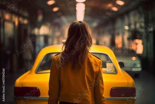 Taxi driver girl. Generate Ai