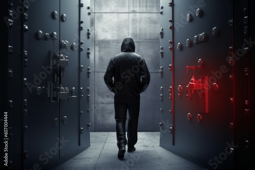 Thief bank safe door. Generate Ai