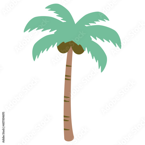 Vector palm tree illustration, Toropical summer icon.