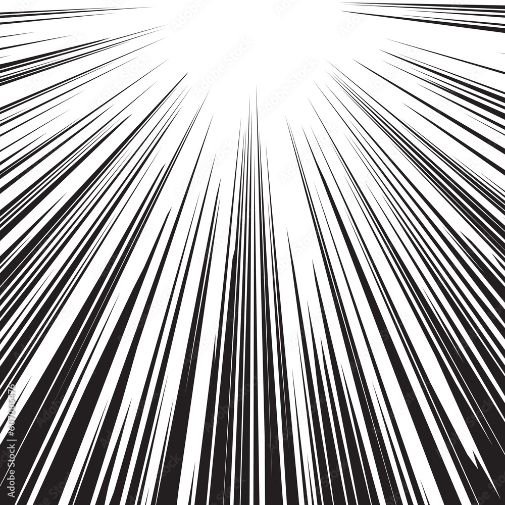 Obraz premium 下から上に線が伸びているモノクロの集中線 漫画風