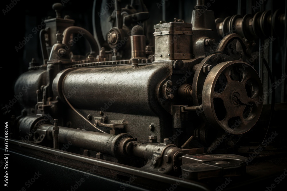 Obraz premium Vintage machine closeup. Generate Ai