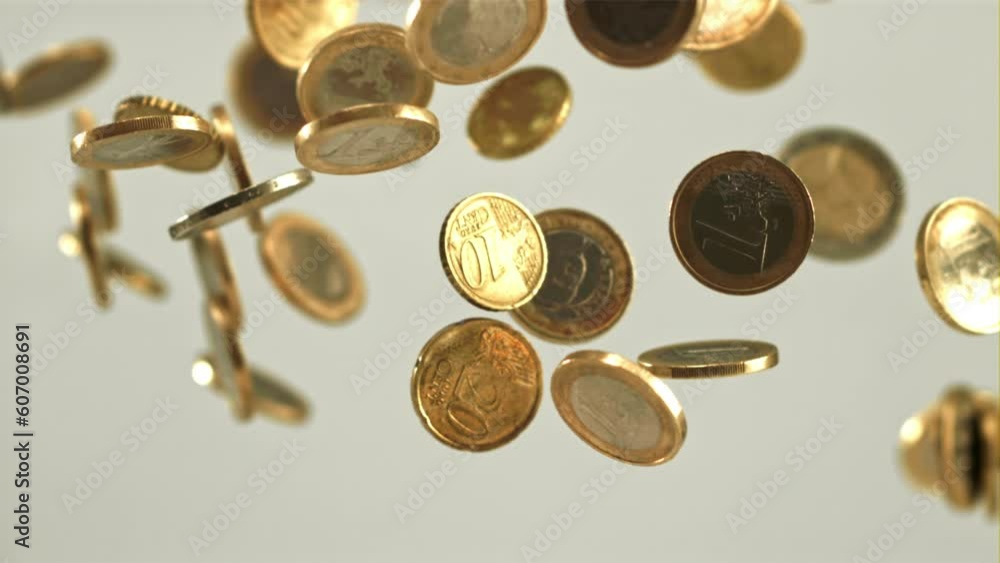 Coins fly up and fall down. Filmed is slow motion 1000 fps. High quality FullHD footage Coins fly up and fall down. Filmed is slow motion 1000 fps. High quality FullHD footage