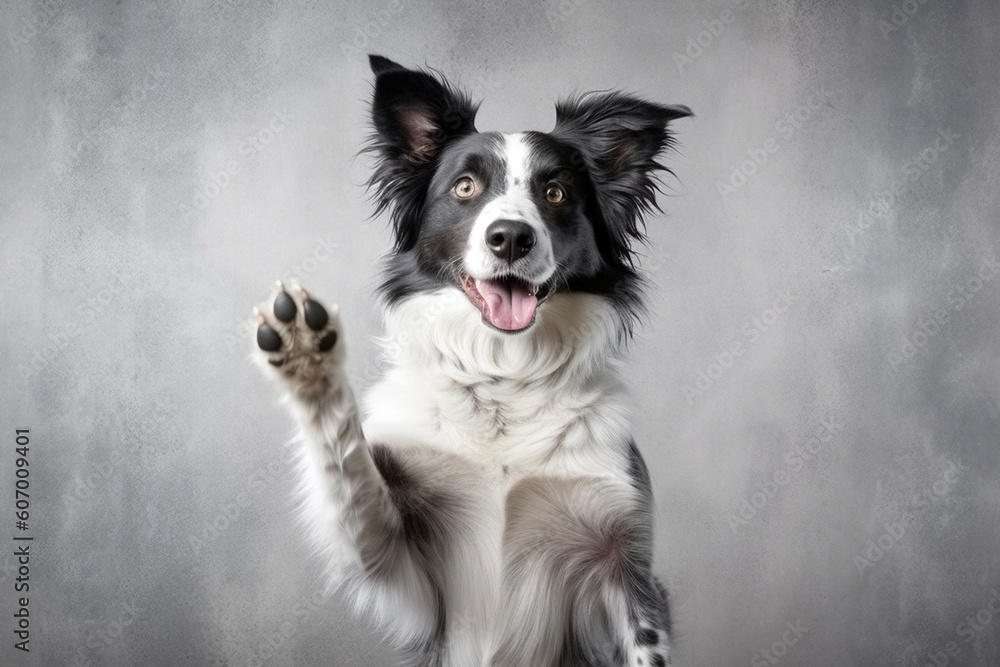 border collie begging with paws, Generated AI