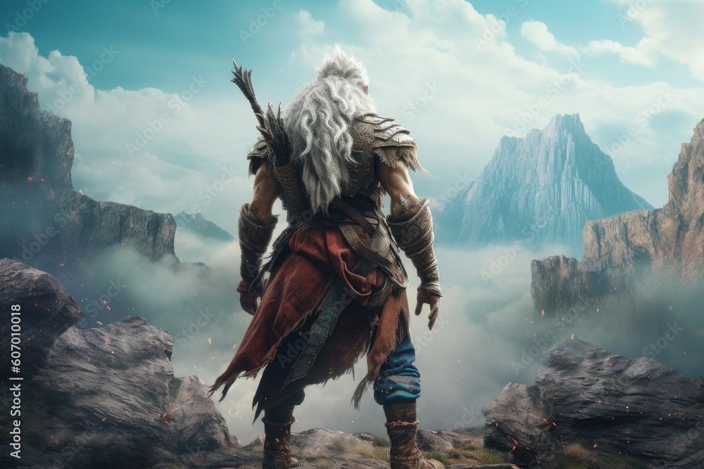 Warrior old man gaming fictional world. Generate Ai Warrior old man gaming fictional world. Generate Ai