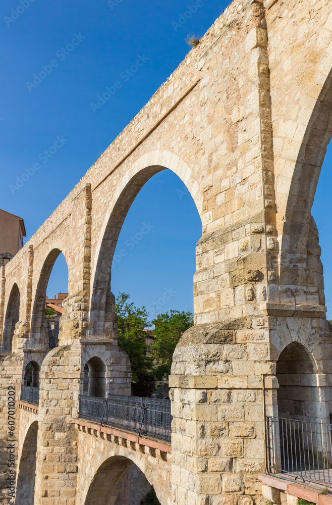 Historic roman Aqueduct of Los Arcos in Teruel, Spain