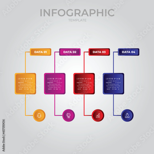 Four steps modern connecting infographic template vector illustration	