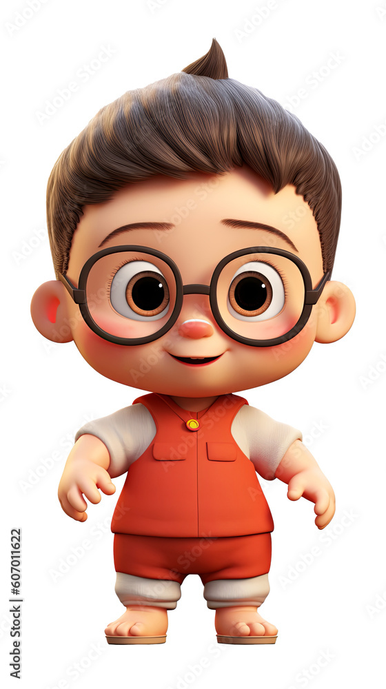 Cute baby character. isolated background. AI Generated