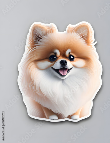 cute pomeranian dog portrait, sticker, generative AI