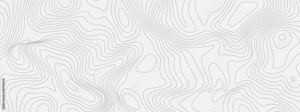 Fototapeta premium Black and white wavy paper curve relief abstract topographic map background. Geographic mountain relief. Topographic map lines, contour background. Abstract wave lines background.