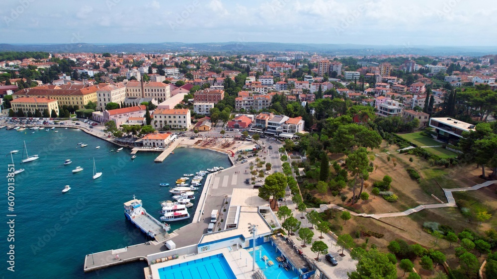 Rovinj - Istria - An aerial view with the drone over the beautiful old town of Rovinj	