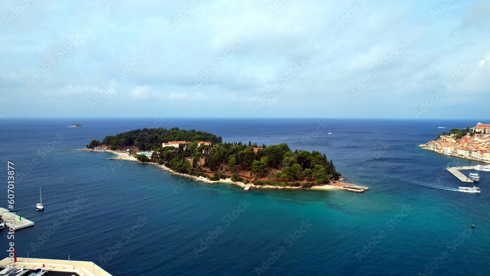 Rovinj - Istria - An aerial view with a drone over the port of Rovinj