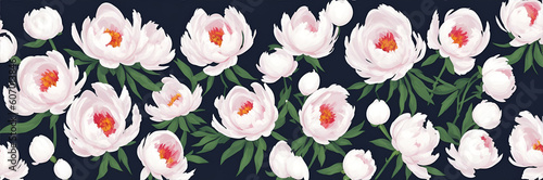 Paeony flowers paint. AI generated illustration