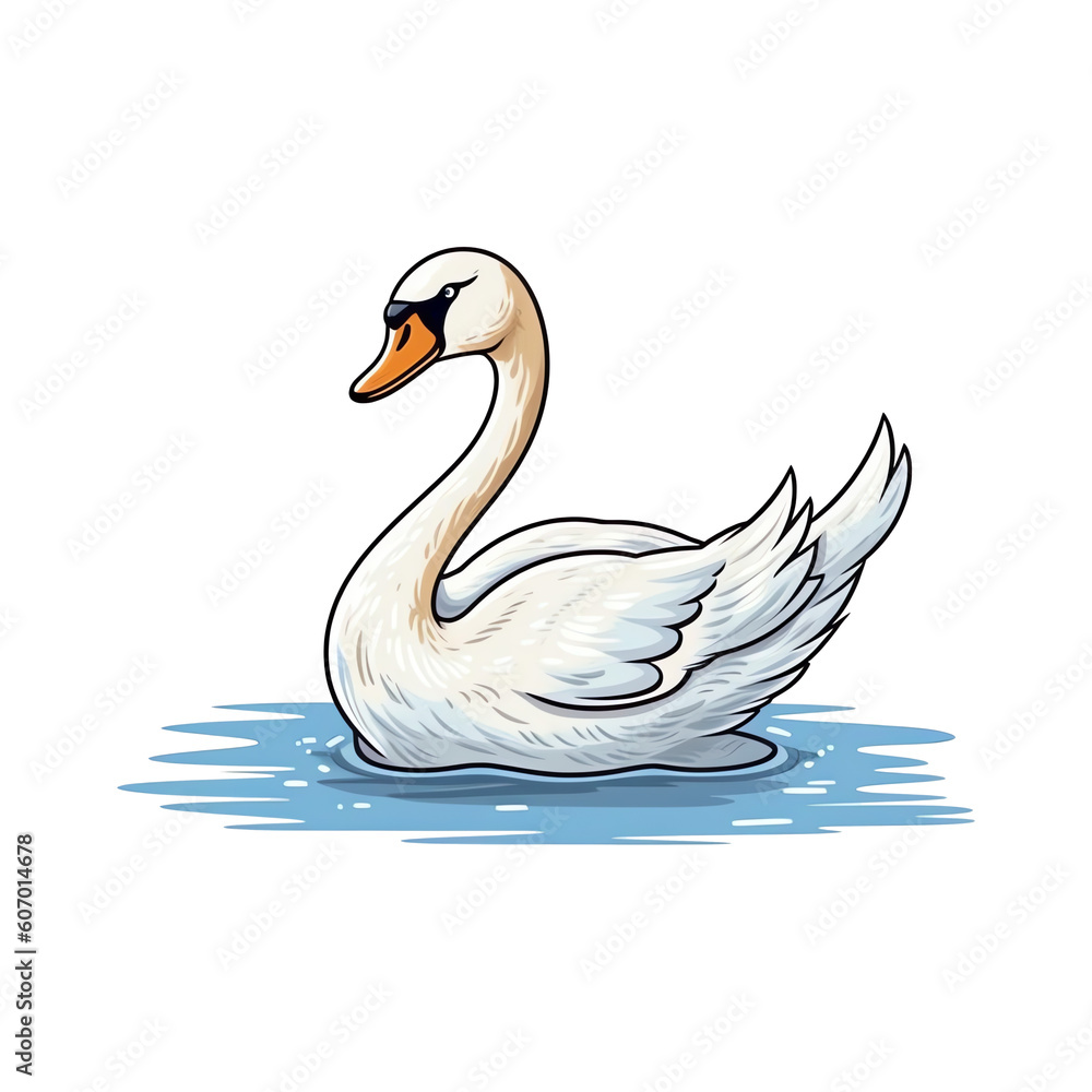 Graceful Elegance: Cute Swan 2D Illustration Graceful Elegance: Cute Swan 2D Illustration