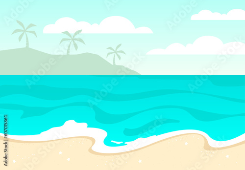 tropical summer beach with palm trees background