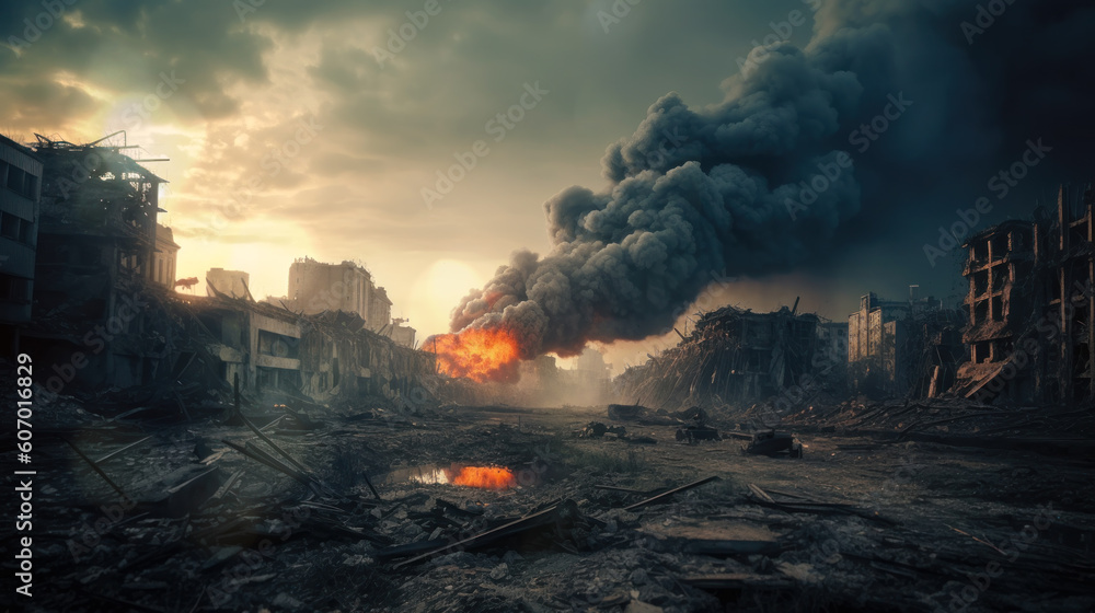 Photo from the apocalyptic explosion. Selective focus Photo from the apocalyptic explosion. Selective focus
