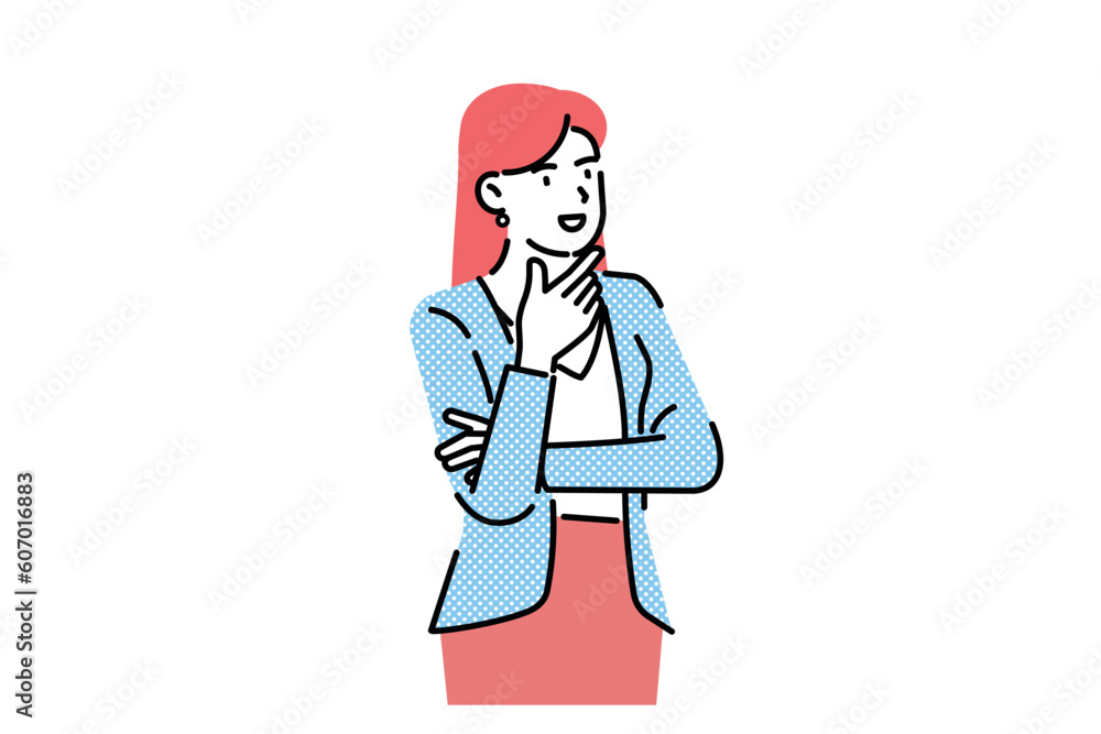 Businesswoman find idea. Confused business worker wonders and finds solution or solved problem cartoon vector illustration