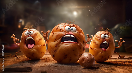 Crazy potatoes running.