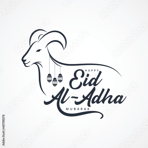 Eid Al Adha mubarak with cute sheep animal, The holiday occurs after the culmination of the annual Hajj. Feast of the Sacrifice. 