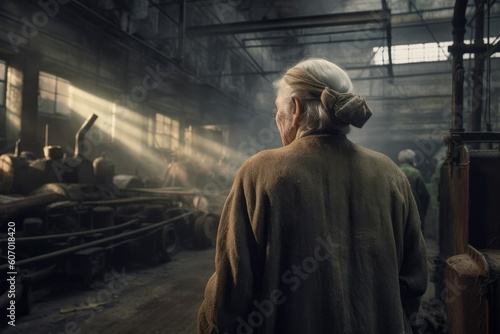 Wallpaper Mural Factory old woman worker vintage 1800 year. Generate Ai Torontodigital.ca