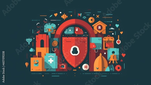 Data Protection: An image representing data privacy and protection on social media, featuring lock icons, shields, and privacy settings. Generative AI
