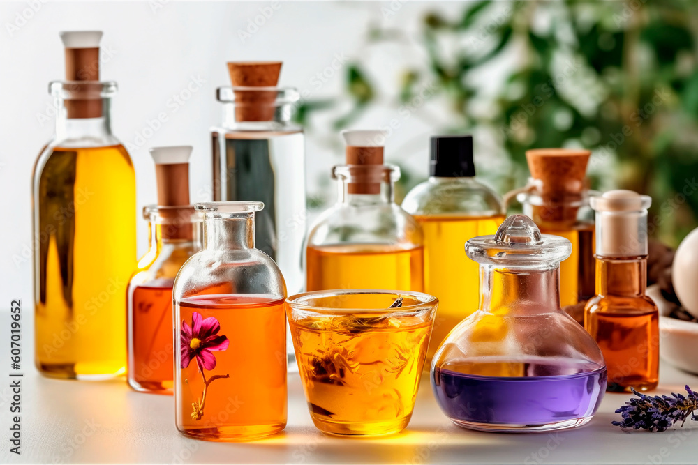 Organic Cosmetic laboratory concept. Glass petri dish with cosmetic products and green plants. Generative AI Organic Cosmetic laboratory concept. Glass petri dish with cosmetic products and green plants. Generative AI
