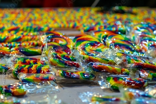 Closeup of candies in a market