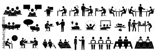 Set of office worker icons perfect for business presentations	