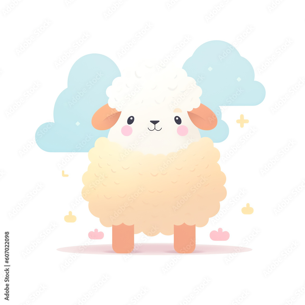 Generative AI Cute sheep baby animal concept illustration for nursery, character for children Generative AI Cute sheep baby animal concept illustration for nursery, character for children