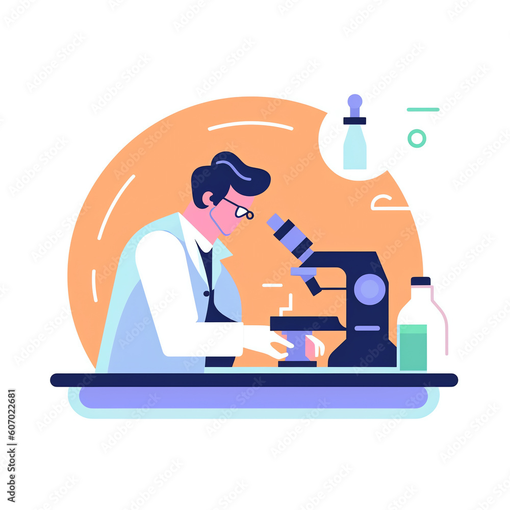 Generative AI Scientist at work, male character conducting experiments ...