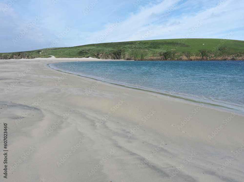 St Ninians beach, a tombolo in the Shetland Islands