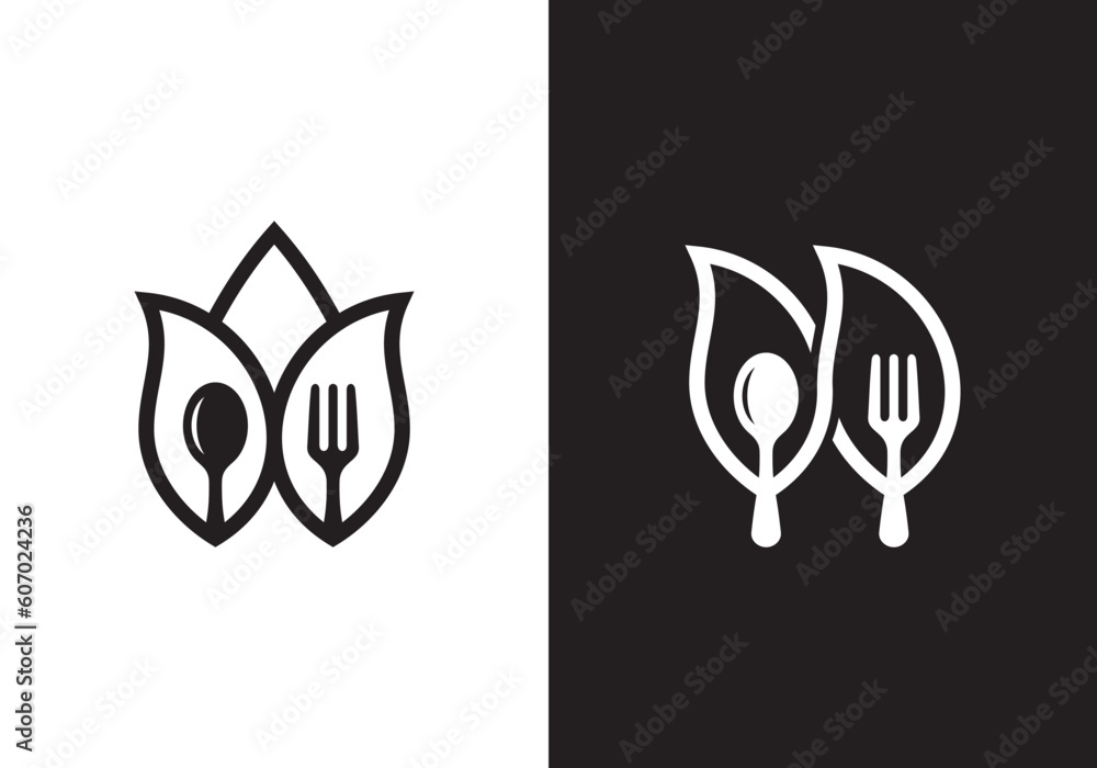 fork and spoon logo design. icon symbol for health restaurant food diet and etc.
