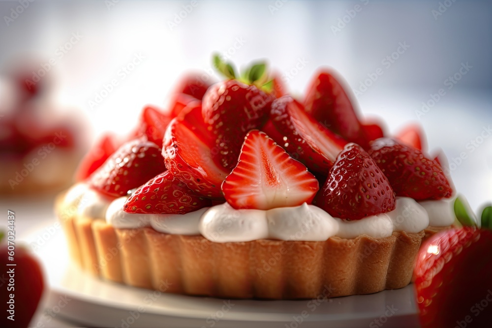 Isolated close-up dood preparation shot of a tasty strawberry pie Isolated close-up dood preparation shot of a tasty strawberry pie