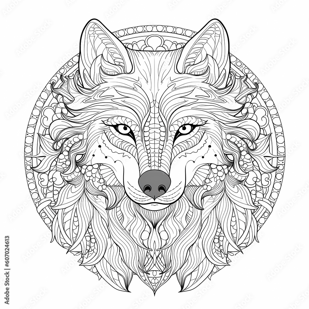 Fototapeta premium animal, wolf, head, vector, dog, tattoo, wild, illustration, lion, cartoon, tiger, cat, wildlife, face, mammal, beast, black, mascot, symbol, drawing, predator, silhouette, nature, tribal, fur