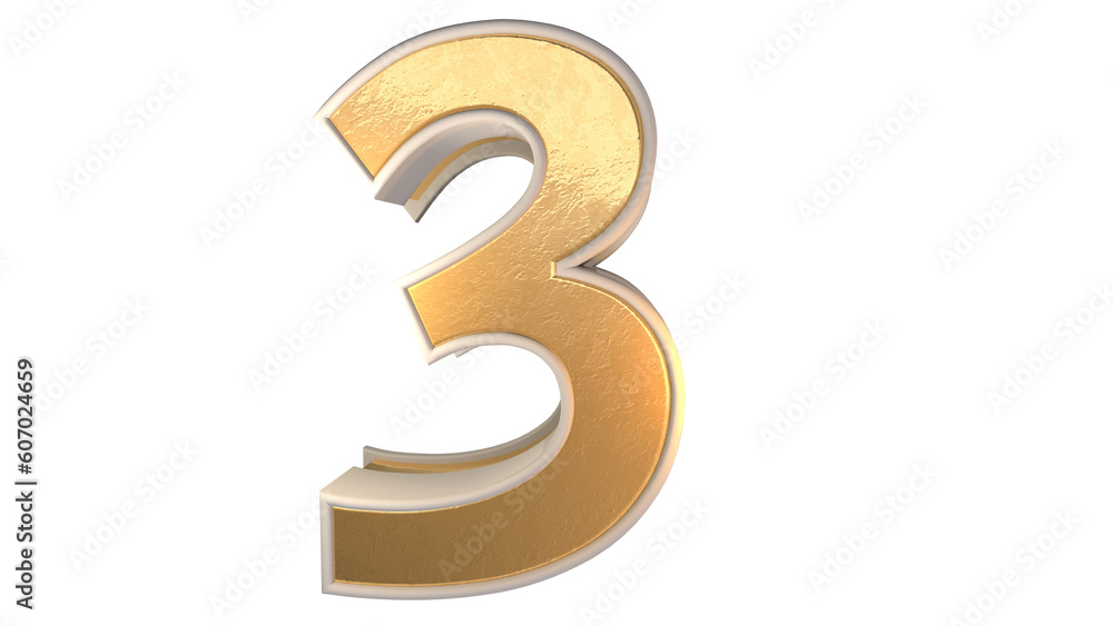 Obraz premium 3d gold number 3